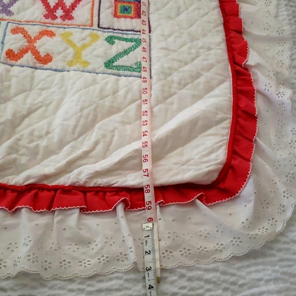 Vintage Cross Stitch Quilt. Baby Blanket. Alphabet - Picture 16 of 17